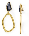 T Tahari Soho Worn Gold Oval Drop Earrings