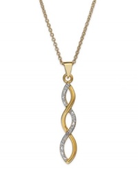 Eternally stylish. Victoria Townsend's sparkling infinity-shaped pendant is a must for your collection. Crafted in 18k gold over sterling silver with sparkling diamond accents. Approximate length: 18 inches. Approximate drop length: 1 inch. Approximate drop width: 1/4 inch.