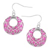 Inox Womens Fushia Pink Ornate Design Resin Stainless 316L Steel Earrings