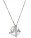 A captivating design provides endless sparkle. This Swarovski necklace features a clear crystal in a unique, organic shape, wrapped in clear crystal pave. Crafted in rhodium-plated mixed metal. Approximate length: 15 inches + 1-1/2-inch extender. Approximate drop: 3/4 inch.