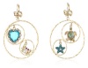 Betsey Johnson Jewels of the Sea Turtle and Crystal Heart Gypsy Hoop Earrings