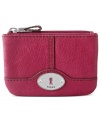 Embrace functional  and fabulous style with this colorful coin purse from Fossil. Featuring a secure zip-top closure, it keeps coins, cash and mini must-haves safe and close at hand.