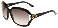 Gucci Women's 3110/S Rectangle Sunglasses,Shiny Black Frame/Grey Gradient Lens,One Size