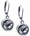 T Tahari makes its mark. Its Signature drop earrings are crafted from silver-tone mixed metal with a bezel-set glass crystal for luster. A subtly engraved T appears on the crystal. Approximate drop: 2-1/8 inches. Nickel-free for sensitive skin.