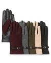 Combining cozy wool with buttery leather, these two-tone Grandoe gloves feature a chic buckle detail at the cuff.