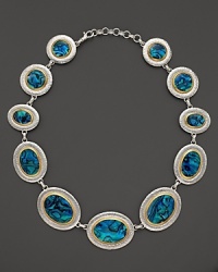 Paua shell lends exotic flair to this sterling silver and 24K gold statement necklace from Gurhan.