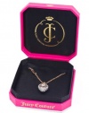 Juicy Couture Rose Gold Tone Pave Puffed Heart Wish Necklace