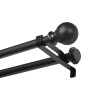 Kenney Double Matte Window Curtain Rod Ball End, 66 to 120-Inch, Black