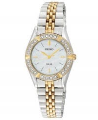 Walking on sunshine: this solar-powered watch from Seiko glistens with accents and gold tone details.