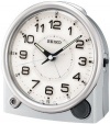 Seiko Bedside Alarm Clock Silver-Tone Metallic Case