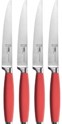 Ginsu Sofuto Series Japanese 420J2 Stainless Steel 4-Piece Coral Style Steak Knife Set 5828