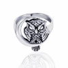 Chuvora 925 Sterling Silver Oxidized Detailed Midnight Owl with Crescent Moon Ring for Women - Nickle Free