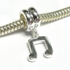 Sterling Silver Music Note Dangle Bead For Pandora Troll Chamilia Biagi European Charm Bracelets