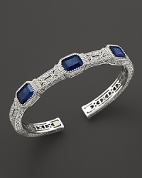 From Judith Ripka's Estate collection comes this stunning sterling silver cuff, showcasing brilliant blue corundum stones.