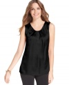 This petite shell top from Elementz features dainty pleats and a satin finish, giving it a luxe look! (Clearance)