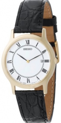 Seiko Men's SKP330 Dress Black Leather Strap Watch