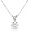 Platinum Plated Sterling Silver Round-Cut Cubic Zirconia Pendant Necklace, 18