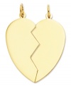 Show a loved one you care. This pretty, polished heart charm is split down the middle and perfect for gifting. Crafted in 14k gold. Chain not included. Approximate length: 1-3/10 inches. Approximate width: 1 inch.