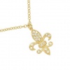 Meira T Solid Silver & Vermeil Yellow Gold & Diamonds Fleur De Lis Amor Love Necklace