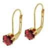 2.40 Ct 6 MM Red Garnet Gold Plated Leverback Earrings