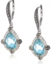 Judith Jack Charisma Sterling Silver, Marcasite and Blue Spinel Teardrop Earrings