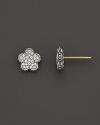 White sapphire and sterling silver floral stud earrings from Lagos.