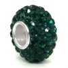 Swaroski Emerald Green Crystal Ball Bead Sterling Silver Charm Fits Pandora Chamilia Biagi Trollbeads European Bracelet