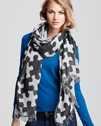 Piece together your look with DIANE von FURSTENBERG's oversized, jigsaw-printed scarf.