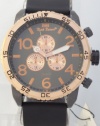 Mark Naimer Chronograph-Style XL Rose Gold N Black Case Black Dial watch 51-30 Look With Black Silicon Rubber Band