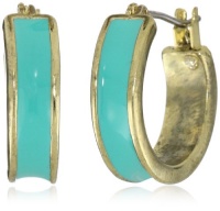 Anne Klein Bright Links Gold-Tone Turquoise Enamel Hoop Earrings