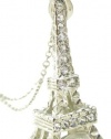 Gorgeous Silver Plated 3-D Crystal Eiffel Tower Paris France Theme Pendant and Chain Necklace (style 2)