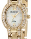 Armitron Women's 75/3983MPGP Swarovski Crystal Accented Gold-Tone Mother-Of-Pearl Dial Bracelet Watch