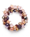 Add a little romance to your favorite spring attire. This whimsical stretch bracelet by Ali Khan features clusters of pink and purple glass beads set in mixed metal. Approximate diameter: 2 inches.