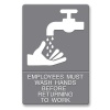 Quartet ADA Hygiene Sign, Employees Must Wash Hands... Tactile Symbol/Braille, 6 x 9 Inches (4726)