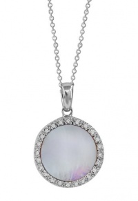 Effy Jewlery Pink Mother of Pearl and Diamond Pendant, .12 TCW