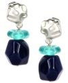 Rock out these cool drops from Jones New York. The teal tones of these resin beaded earrings lend a fun look. Set in worn silver tone mixed metal. Clip-on backing for non-pierced ears. Approximate drop: 1-1/2 inches.