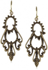 Lucky Brand Gold-Tone Openwork Swing Hoop Earrings