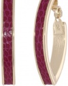 Anne Klein Dalton Gold-Tone Cranberry Clip-On Hoop Earrings