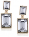 Anne Klein Bennet Gold-Tone Crystal Square Clip-On Drop Earrings