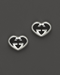 Interlocking Gs form hearts in gleaming sterling silver.