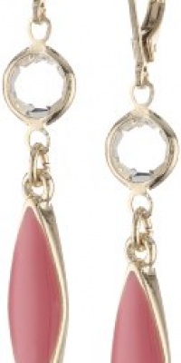 Anne Klein Bright Side Gold-Tone Pink Enamel Drop Earrings