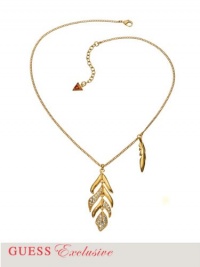 GUESS Gold-Tone Feather Pendant Necklace, GOLD