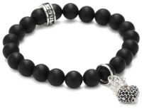 Queen Baby Black Onyx Bead with Baby Black Cubic Zirconia Pave Crowned Heart Bracelet