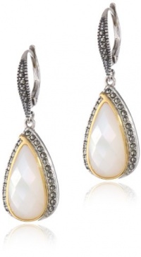 Judith Jack Dewdrop Sterling Silver, Marcasite and Mother of Pearl Drop Earrings