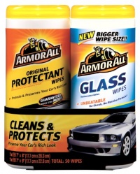 Armor All Protectant Wipe and Glass Wipe Set - 25 Sheets, (Pack of 6)