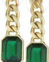 Anne Klein PALATINE Gold-Tone Emerald Colored Drop Earrings