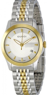 Gucci Women's YA126511 Gucci timeless Steel and Yellow PVD Silver Dial Watch