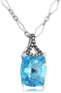 Badgley Mischka Fine Jewelry Champagne Diamonds Blue Topaz Pendant Necklace