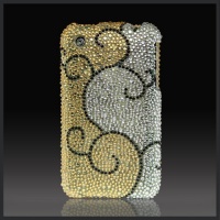 Black Swirl on Gold Silver Cristalina crystal bling case-cover for Apple iPhone 3G & 3GS