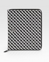 A high-contrast print on luxurious saffiano leather that zips around your iPad® for a stylish cover.Saffiano leatherZip-around closureTwo inside open pocketsFully lined8½W X 10H X 1DImportedPlease note: iPad® not included.